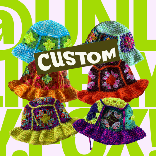 CUSTOM 1OFF CROCHET GRANNY SQUARE BUCKET